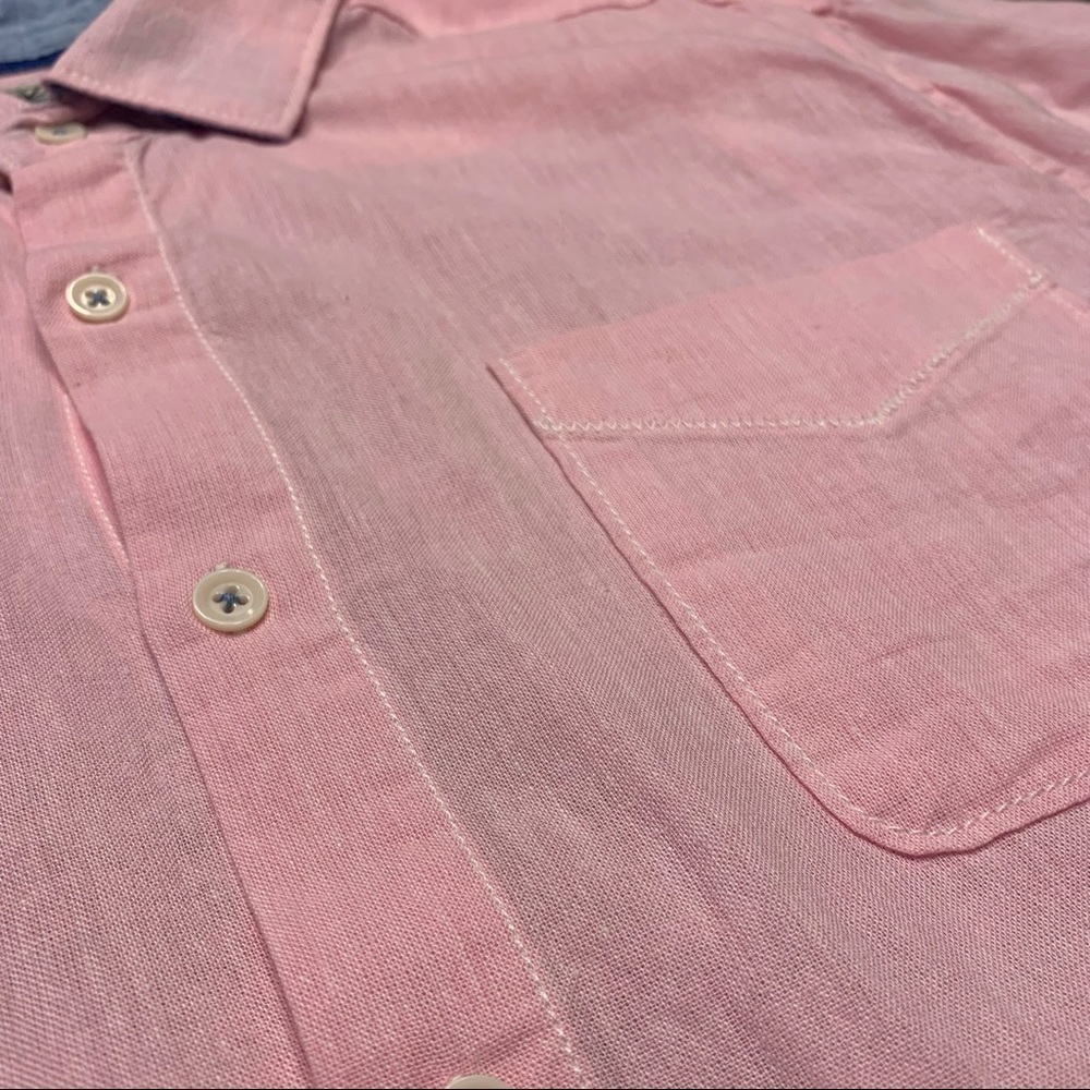 True Grit Washed Melange Linen Long Sleeve Button Down Shirt - Picture 3 of 9